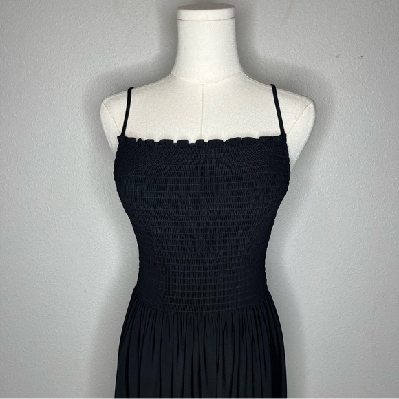 Hill House The Jersey Isabel Nap Dress Black Square Neck Smocked Maxi - Picture 4 of 7